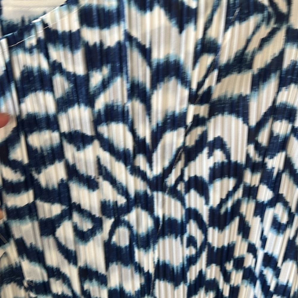 Chico’s Travelers Brushstroke Stripes Pleated Jacket Blue White Coastal Sz L - Picture 10 of 10